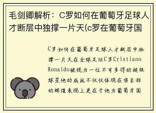 毛剑卿解析：C罗如何在葡萄牙足球人才断层中独撑一片天(c罗在葡萄牙国宝级人物)